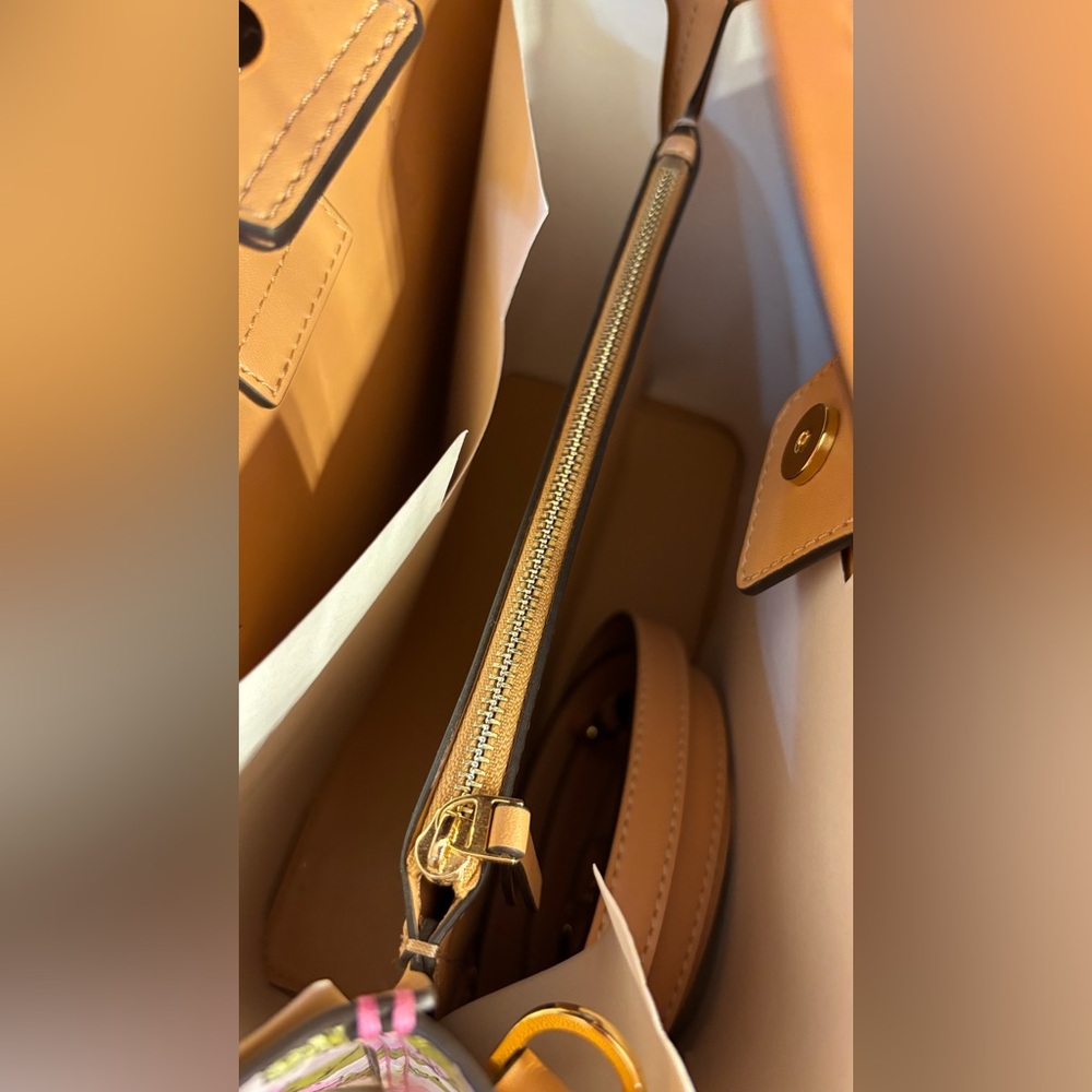 Tory Burch Pink and Green Floral Tote - Picture 5 of 6